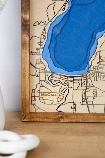Payette Lake Topo Map Sign | Laser Engraved & Framed Wall Art