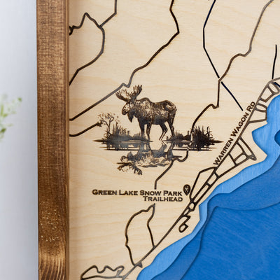 Payette Lake Topo Map Sign | Laser Engraved & Framed Wall Art