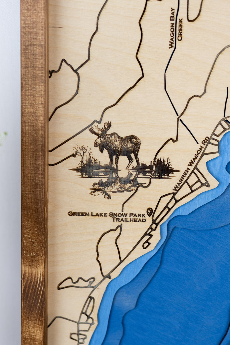 Payette Lake Topo Map Sign | Laser Engraved & Framed Wall Art