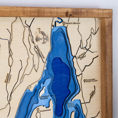 Payette Lake Topo Map Sign | Laser Engraved & Framed Wall Art