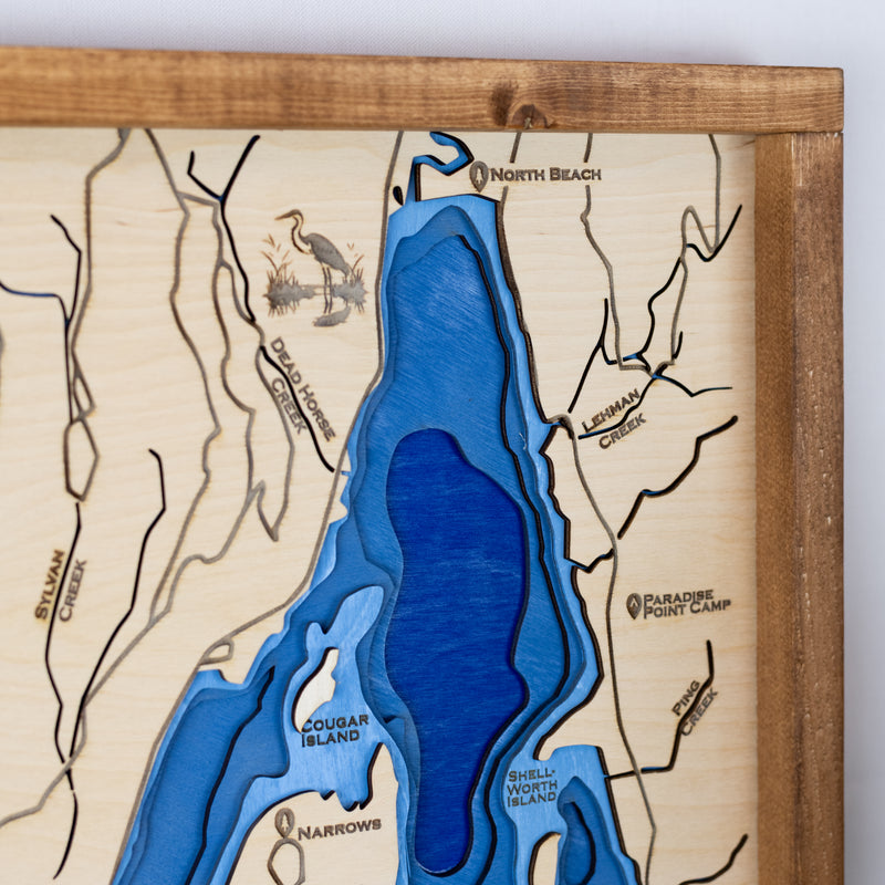 Payette Lake Topo Map Sign | Laser Engraved & Framed Wall Art