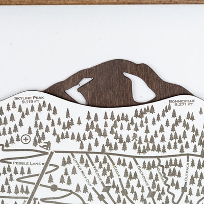 Pebble Creek Ski Resort Map Sign | Laser Engraved & Framed Wall Art