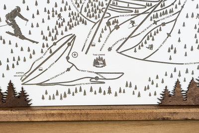 Pebble Creek Ski Resort Map Sign | Laser Engraved & Framed Wall Art