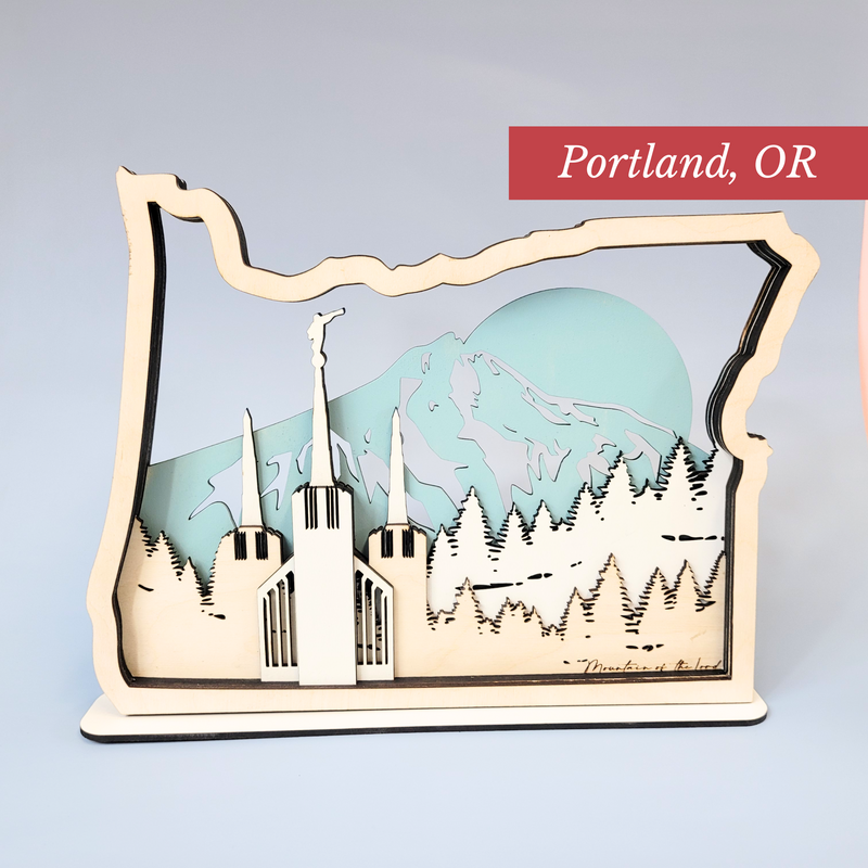 Portland, Oregon Temple LDS Customized Temple State Sign, Laser cut and fully assembled