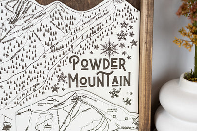 Powder Mountain Ski Resort Map Sign | Laser Engraved & Framed Wall Art