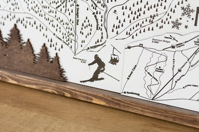 Powder Mountain Ski Resort Map Sign | Laser Engraved & Framed Wall Art