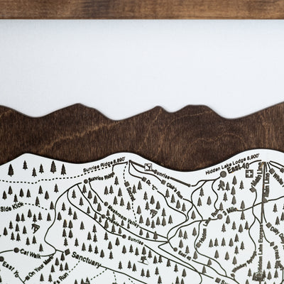 Powder Mountain Ski Resort Map Sign | Laser Engraved & Framed Wall Art