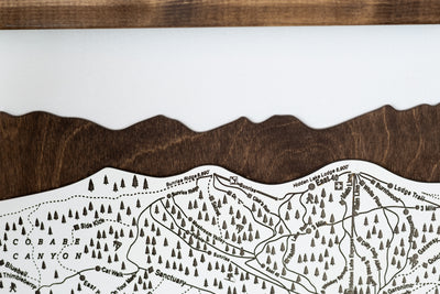 Powder Mountain Ski Resort Map Sign | Laser Engraved & Framed Wall Art