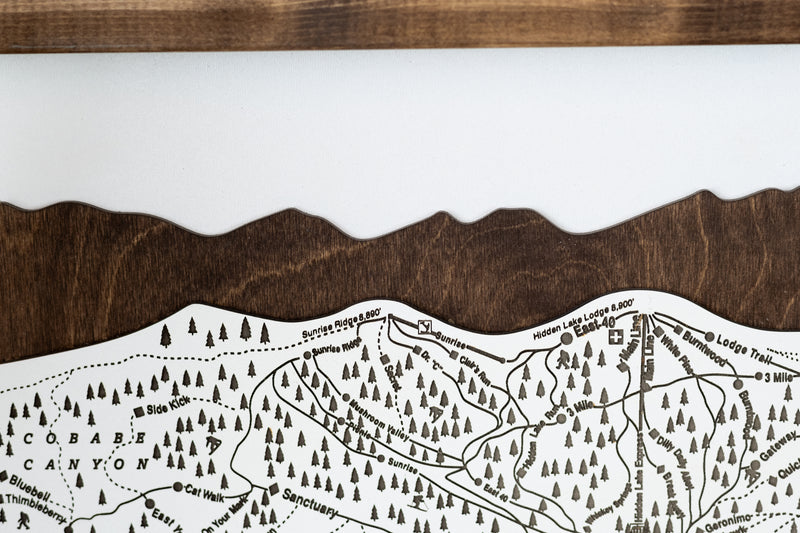 Powder Mountain Ski Resort Map Sign | Laser Engraved & Framed Wall Art