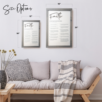 The Articles of Faith | Framed Modern Engraved Proclamation Sign