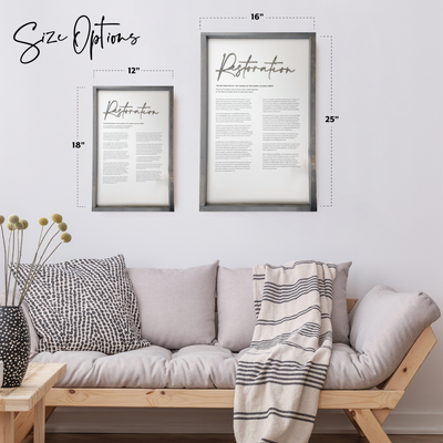 The Restoration: A Bicentennial Proclamation to the World | Framed Modern Engraved Sign