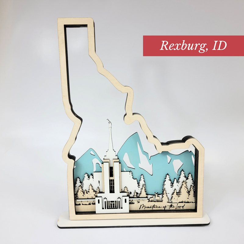 Rexburg, Idaho Temple LDS Customized Temple State Sign, Laser cut and fully assembled