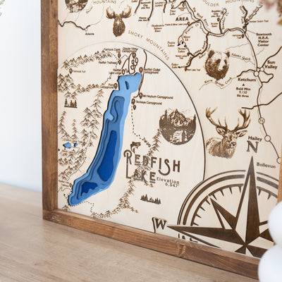 Sawtooth National Recreation Topo Map Sign | Laser Engraved & Framed Wall Art