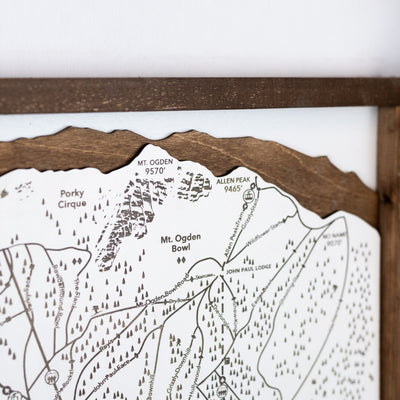 Snowbasin Ski Resort Map Sign | Laser Engraved & Framed Wall Art