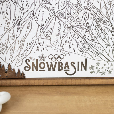 Snowbasin Ski Resort Map Sign | Laser Engraved & Framed Wall Art