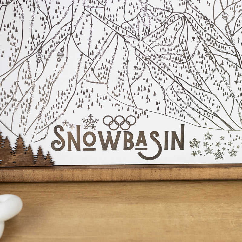 Snowbasin Ski Resort Map Sign | Laser Engraved & Framed Wall Art