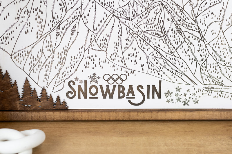 Snowbasin Ski Resort Map Sign | Laser Engraved & Framed Wall Art