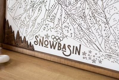 Snowbasin Ski Resort Map Sign | Laser Engraved & Framed Wall Art