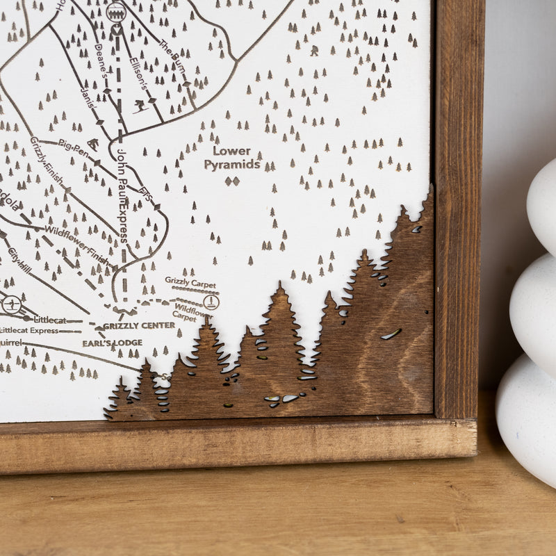 Snowbasin Ski Resort Map Sign | Laser Engraved & Framed Wall Art