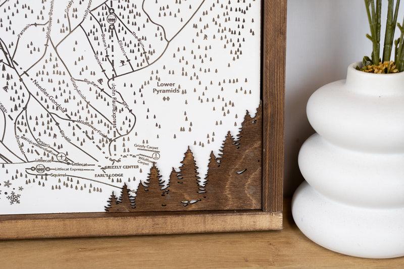 Snowbasin Ski Resort Map Sign | Laser Engraved & Framed Wall Art