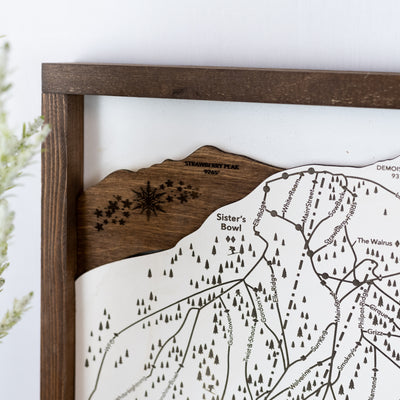 Snowbasin Ski Resort Map Sign | Laser Engraved & Framed Wall Art
