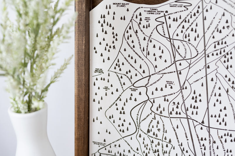Snowbird Ski Resort Map Sign | Laser Engraved and Framed Wall Art