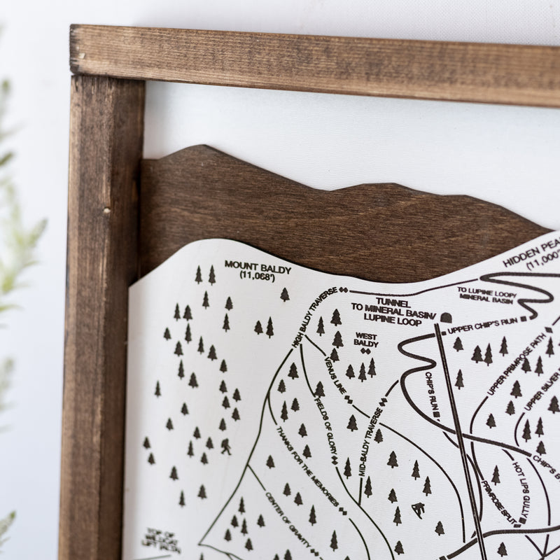 Snowbird Ski Resort Map Sign | Laser Engraved and Framed Wall Art