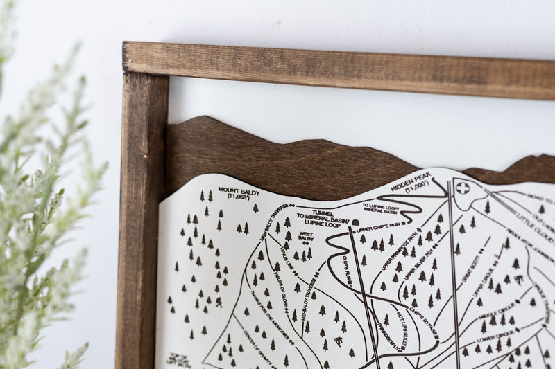 Snowbird Ski Resort Map Sign | Laser Engraved and Framed Wall Art