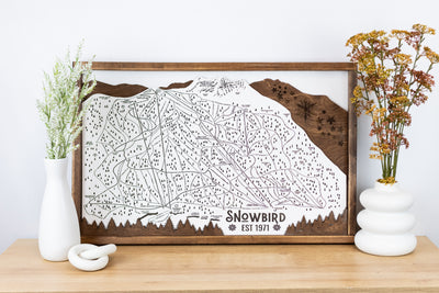 Snowbird Ski Resort Map Sign | Laser Engraved and Framed Wall Art