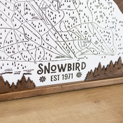 Snowbird Ski Resort Map Sign | Laser Engraved and Framed Wall Art