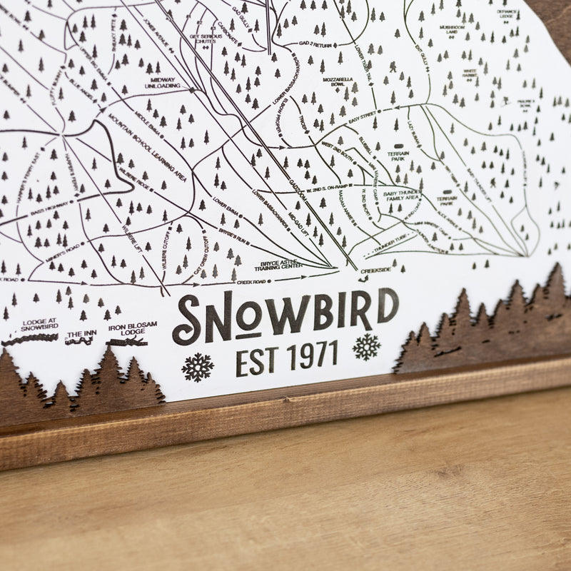 Snowbird Ski Resort Map Sign | Laser Engraved and Framed Wall Art
