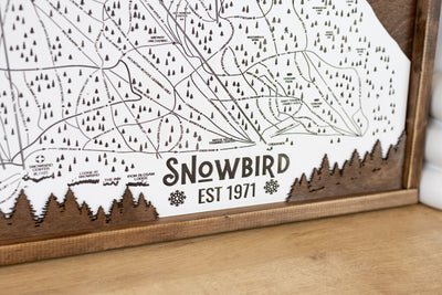 Snowbird Ski Resort Map Sign | Laser Engraved and Framed Wall Art