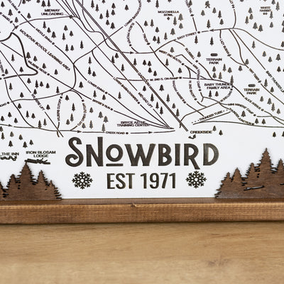 Snowbird Ski Resort Map Sign | Laser Engraved and Framed Wall Art