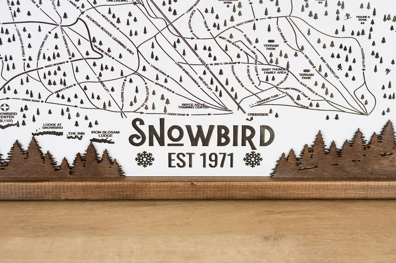 Snowbird Ski Resort Map Sign | Laser Engraved and Framed Wall Art