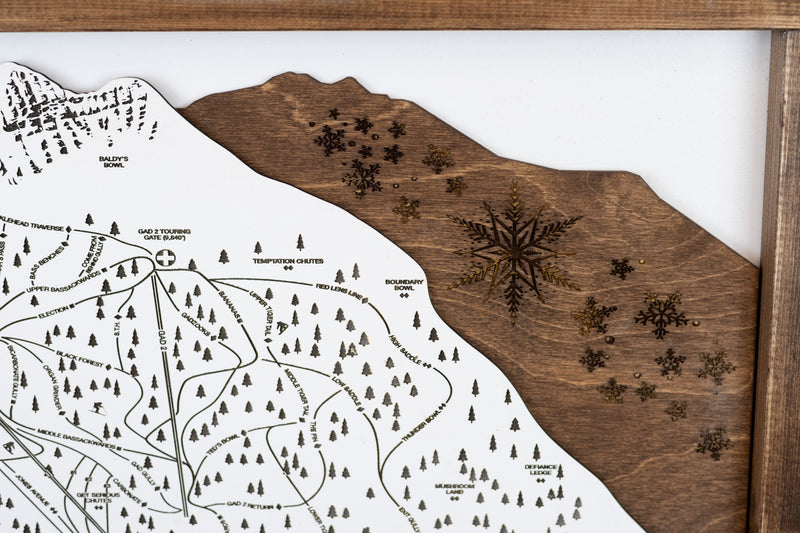 Snowbird Ski Resort Map Sign | Laser Engraved and Framed Wall Art