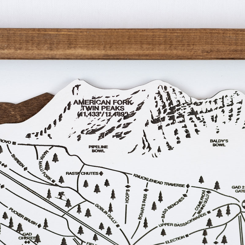 Snowbird Ski Resort Map Sign | Laser Engraved and Framed Wall Art