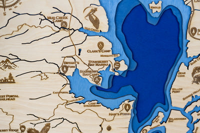 Strawberry Reservoir Topo Map Sign | Laser Engraved & Framed Wall Art