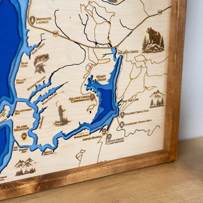 Strawberry Reservoir Topo Map Sign | Laser Engraved & Framed Wall Art