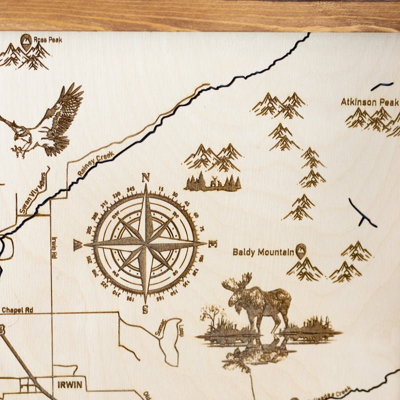 Swan Valley Topo Map Sign | Laser Engraved & Framed Wall Art