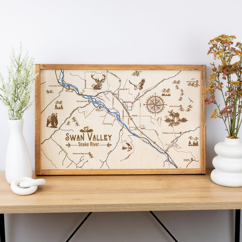 Swan Valley Topo Map Sign | Laser Engraved & Framed Wall Art