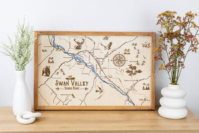 Swan Valley Topo Map Sign | Laser Engraved & Framed Wall Art