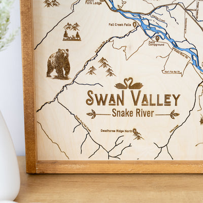 Swan Valley Topo Map Sign | Laser Engraved & Framed Wall Art