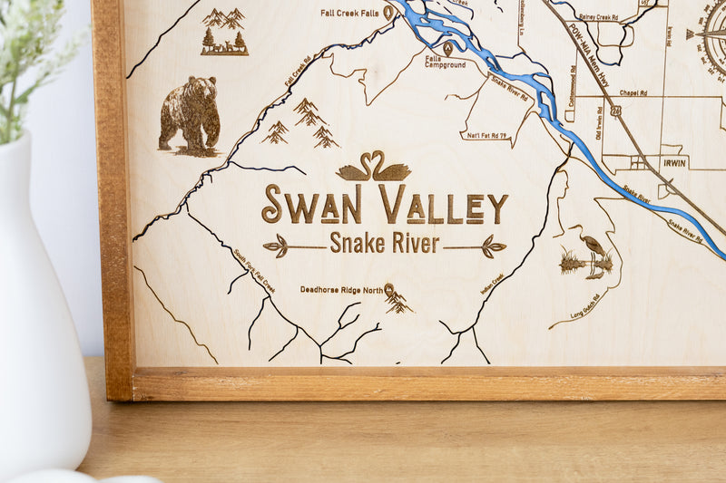 Swan Valley Topo Map Sign | Laser Engraved & Framed Wall Art