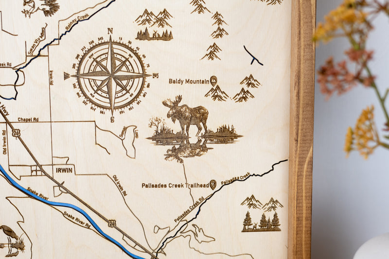 Swan Valley Topo Map Sign | Laser Engraved & Framed Wall Art