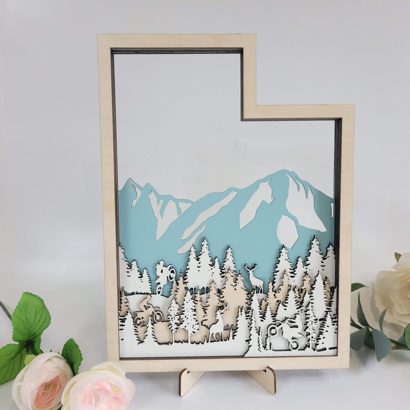 Customized State Sign (Utah State with Motorbike), Laser cut and fully assembled