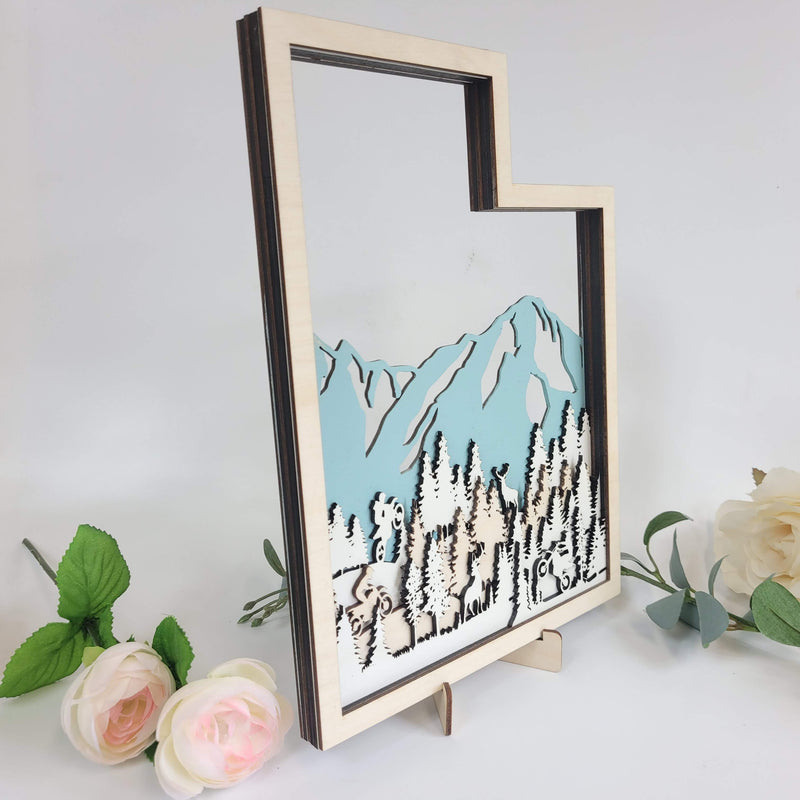 Customized State Sign (Utah State with Motorbike), Laser cut and fully assembled