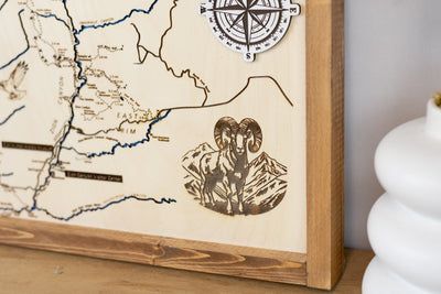 Zion National Park Topographic Map Sign | Laser Engraved & Framed Wall Art