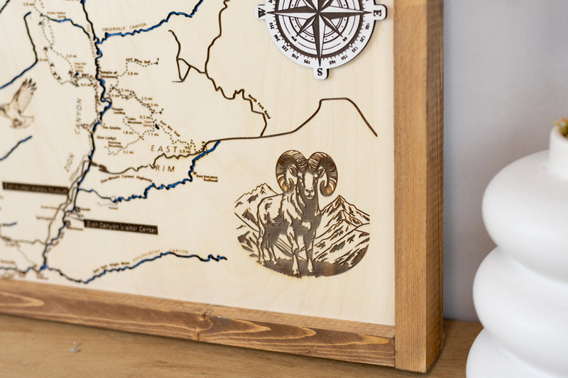 Zion National Park Topographic Map Sign | Laser Engraved & Framed Wall Art