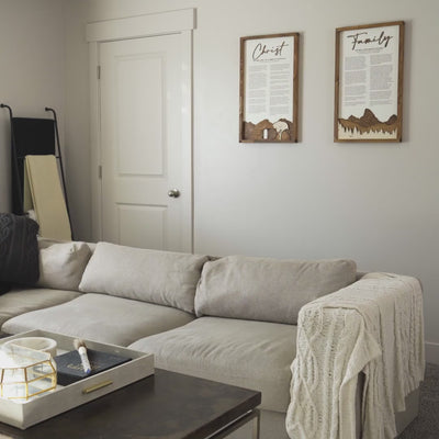 Display of Family Proclamation sign used as a home decoration