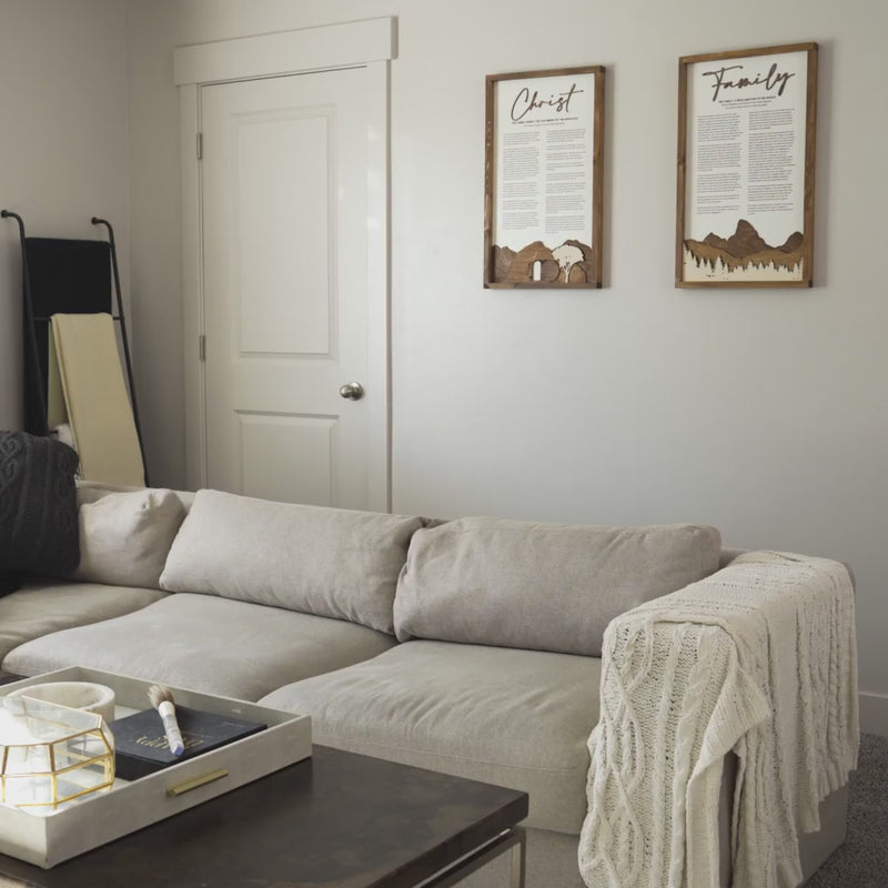 Display of Family Proclamation sign used as a home decoration